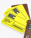 Plastic Cards Stack w/ Leather Tag Mockup