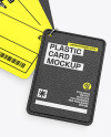 Plastic Cards Stack w/ Leather Tag Mockup