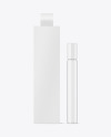Clear Glass Cosmetic Roller Bottle w/ Box Mockup