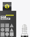 Clear Glass Cosmetic Roller Bottle w/ Box Mockup