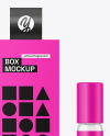 Clear Glass Cosmetic Roller Bottle w/ Box Mockup