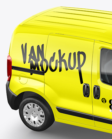 Panel Van Mockup - Half Side View (High-Angle Shot)