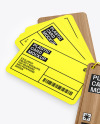 Plastic Cards Stack w/ Wooden Tag Mockup