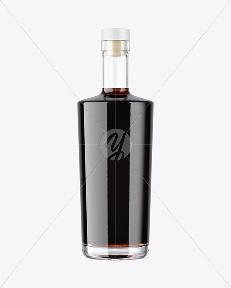 Clear Glass Black Rum Bottle Mockup