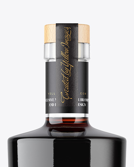 Clear Glass Black Rum Bottle Mockup