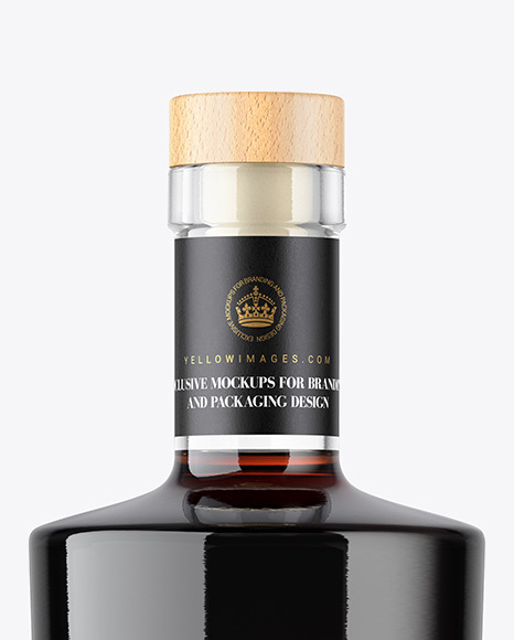 Clear Glass Black Rum Bottle Mockup