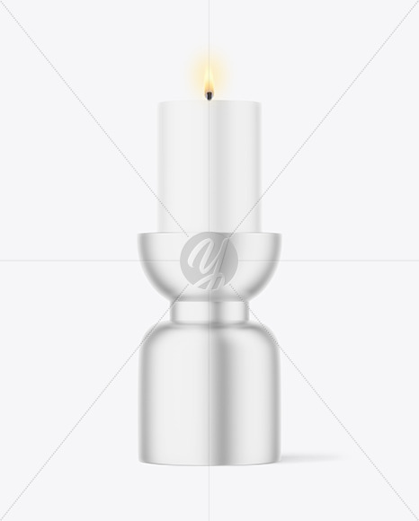 Candle with Metallic Stand Mockup