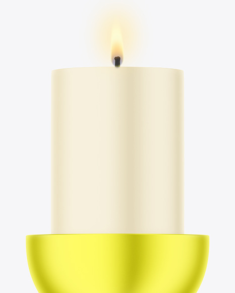 Candle with Metallic Stand Mockup