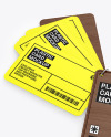 Plastic Cards Stack w/ Wooden Tag Mockup Plastic Cards Stack w/ Wooden Tag Mockup