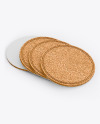 4 Cork Beverage Coasters Mockup