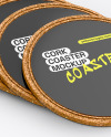 4 Cork Beverage Coasters Mockup