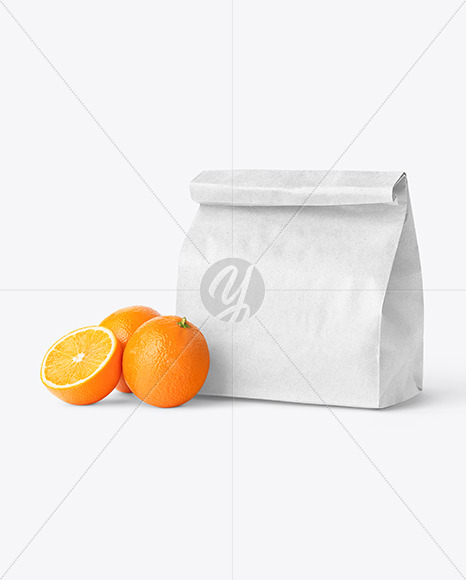 Kraft Bag with Oranges Mockup