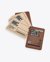 Kraft Cards Stack w/ Leather Tag Mockup