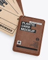 Kraft Cards Stack w/ Leather Tag Mockup