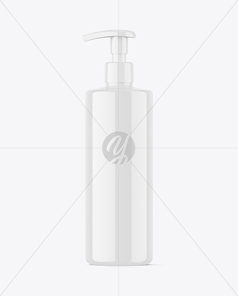 Glossy Cosmetic Bottle w\ Pump Mockup