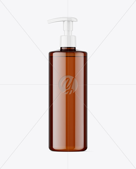 Amber Cosmetic Bottle w\ Pump Mockup