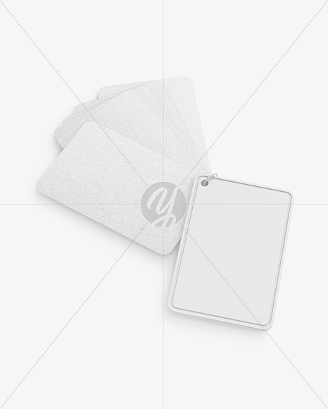 Kraft Cards Stack w/ Plastic Tag Mockup Kraft Cards Stack w/ Plastic Tag Mockup