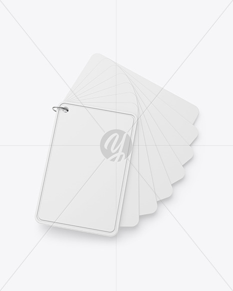 Plastic Cards Stack w/ Plastic Tag Mockup