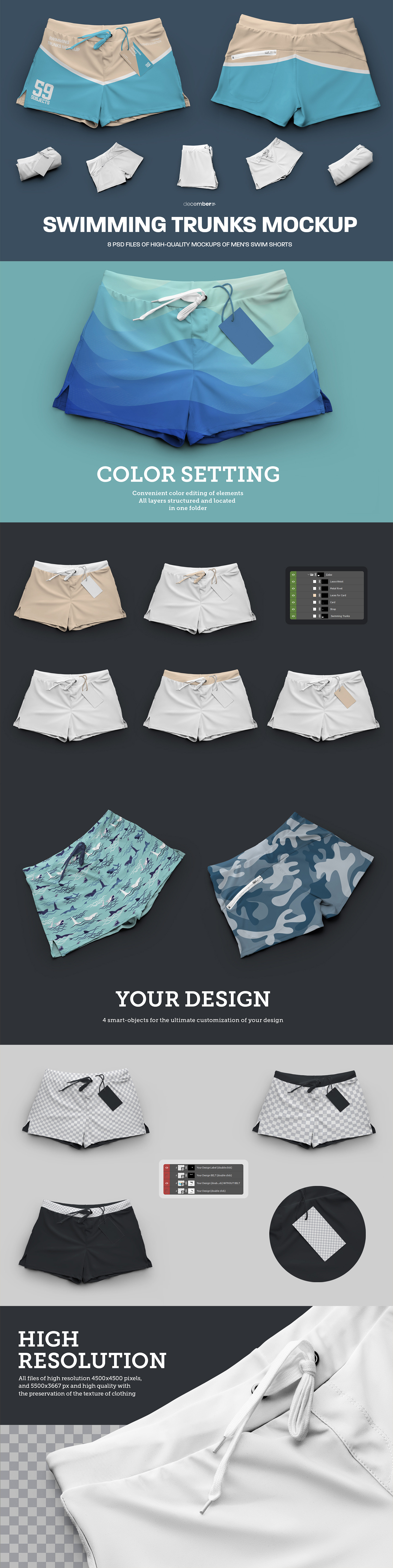 8 Swim Trunks Mockups 8 Swim Trunks Mockups