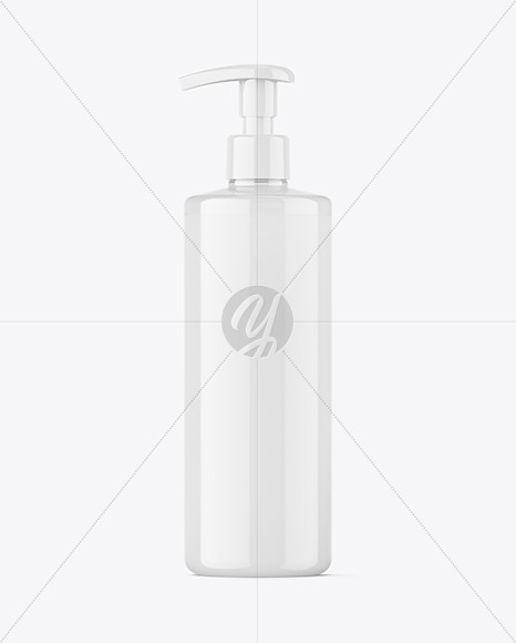 Clear Cosmetic Bottle w\ Pump Mockup