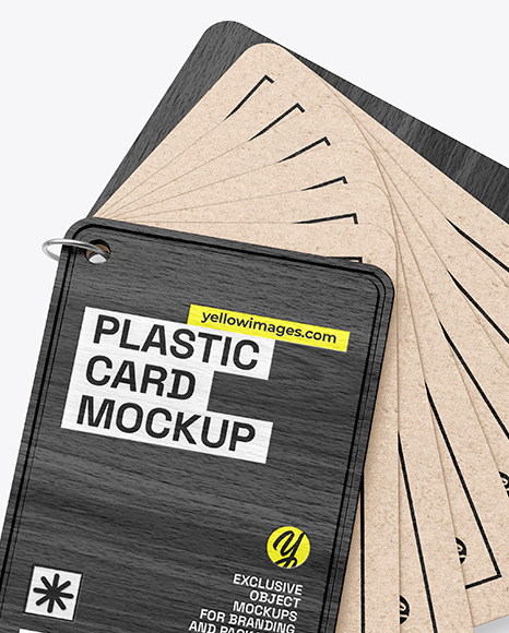 Kraft Cards Stack w/ Wooden Tag Mockup Kraft Cards Stack w/ Wooden Tag Mockup
