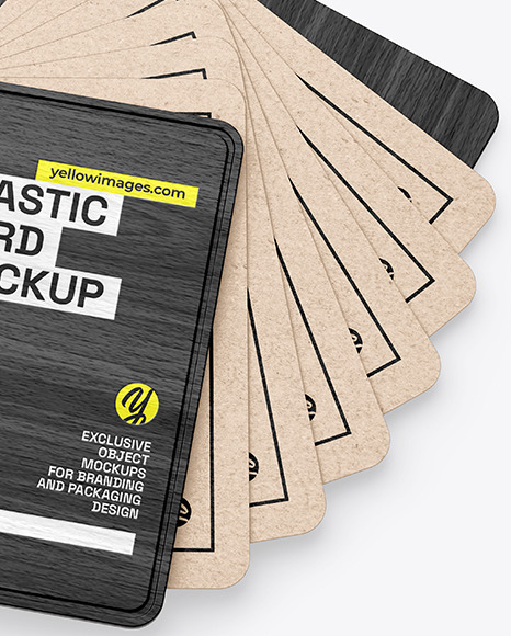 Kraft Cards Stack w/ Wooden Tag Mockup