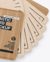 Kraft Cards Stack w/ Wooden Tag Mockup