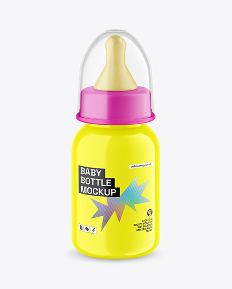 Glossy Baby Bottle Mockup