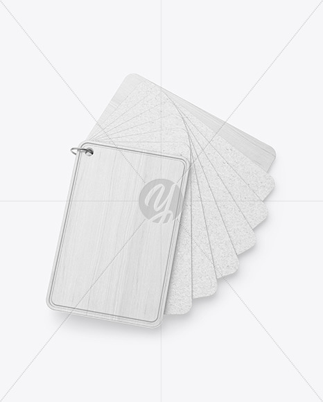 Kraft Cards Stack w/ Wooden Tag Mockup