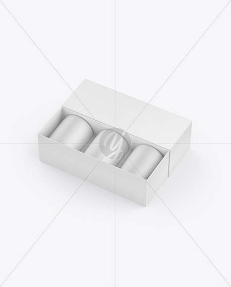 Box W/ Three Matte Candles Mockup