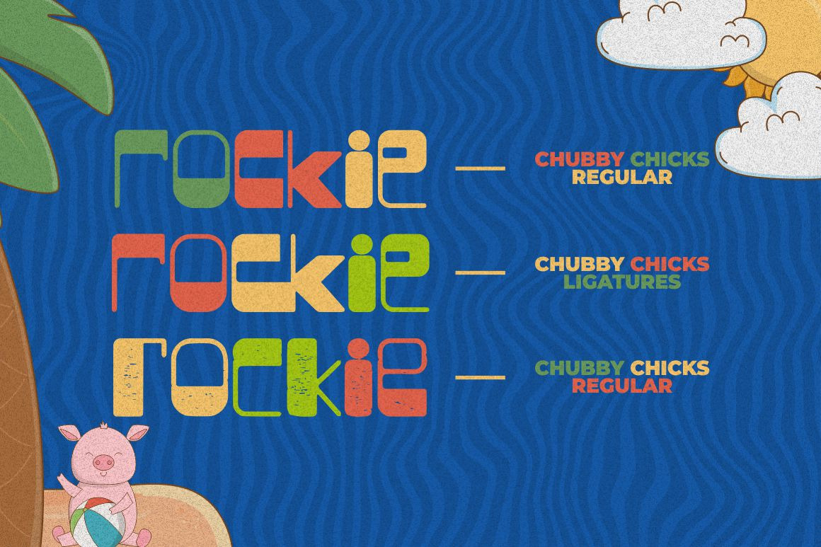 Chubby Piglets - Funky Display Font Chubby Piglets - Funky Display Font