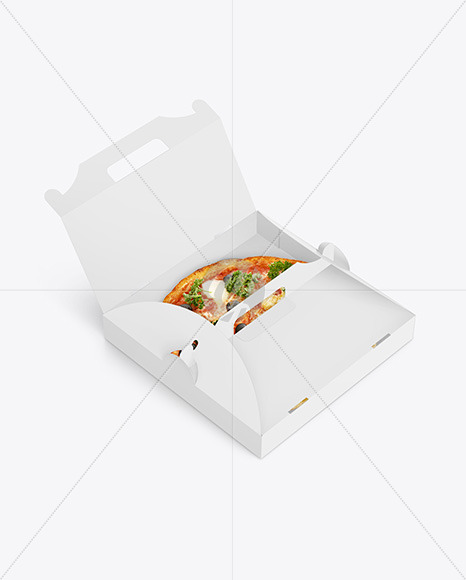 Opened Cardboard Box w/ Pizza Mockup