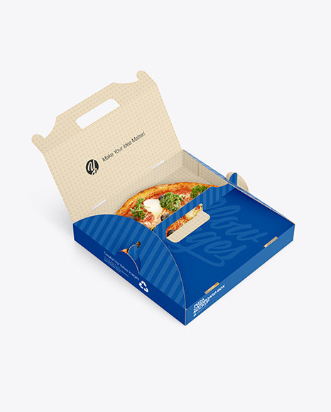 Opened Cardboard Box w/ Pizza Mockup