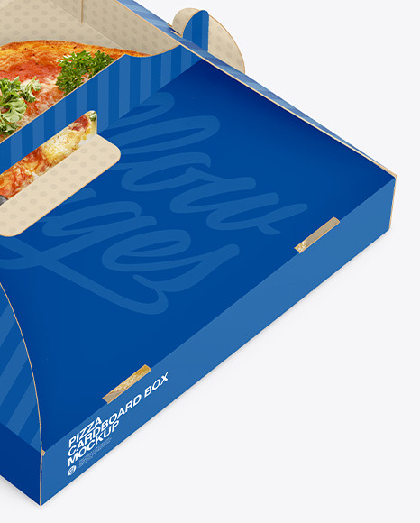 Opened Cardboard Box w/ Pizza Mockup