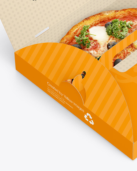 Opened Cardboard Box w/ Pizza Mockup