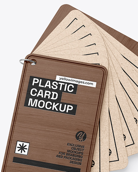 Kraft Cards Stack w/ Wooden Tag Mockup Kraft Cards Stack w/ Wooden Tag Mockup
