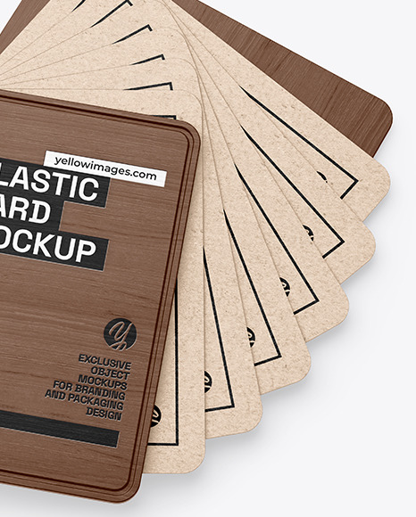 Kraft Cards Stack w/ Wooden Tag Mockup