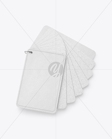 Kraft Cards Stack w/ Leather Tag Mockup