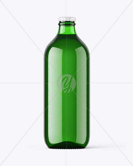 Green Glass Beer Bottle Mockup