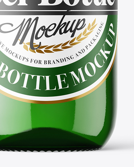 Green Glass Beer Bottle Mockup