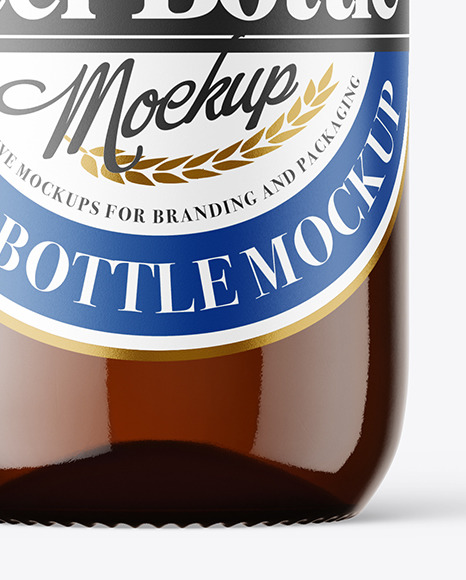 Amber Glass Beer Bottle Mockup