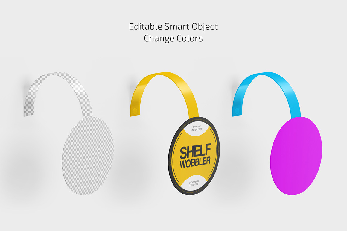 Round Shelf Wobbler Mockup Set Round Shelf Wobbler Mockup Set