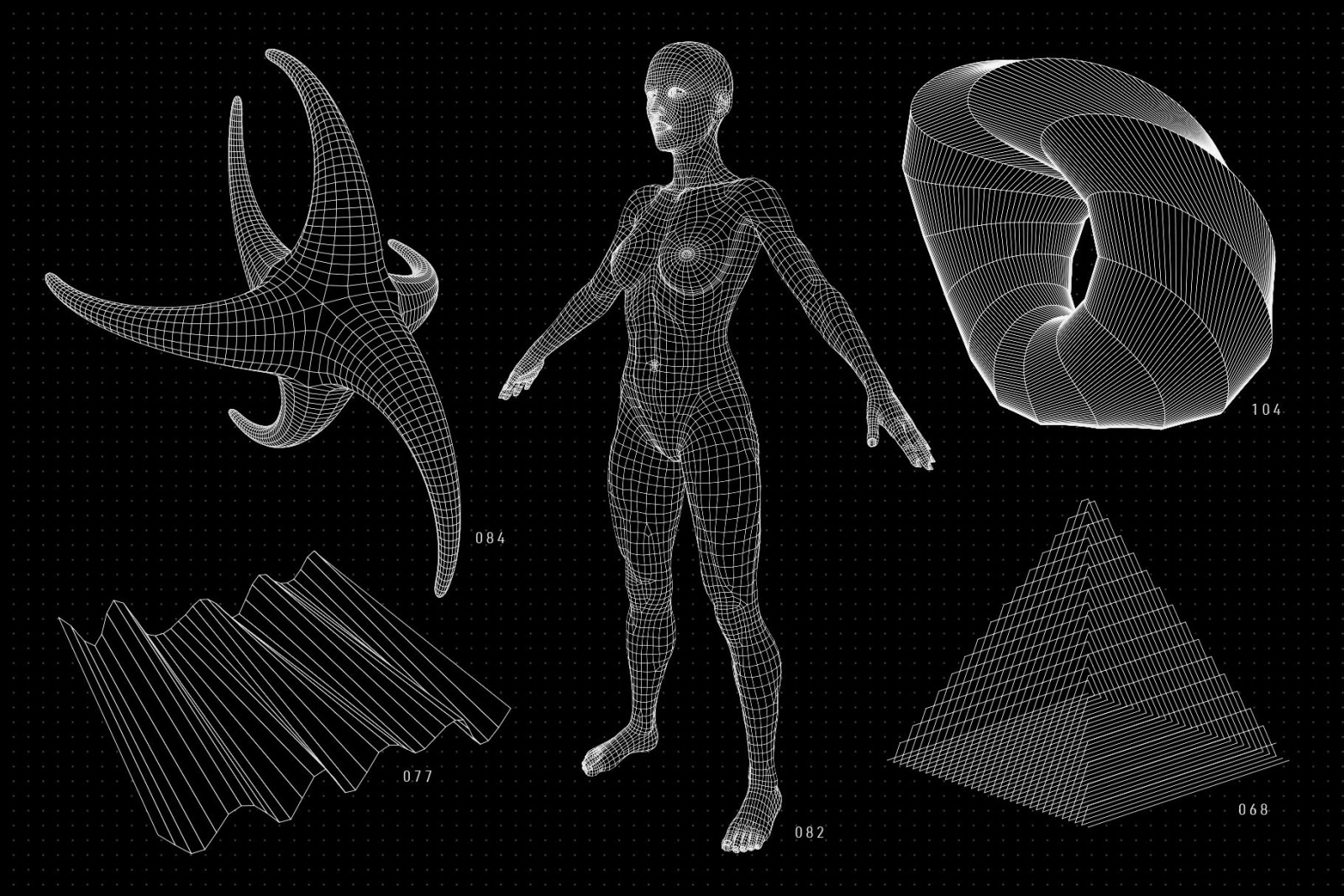 200 Vector Wireframe Shapes