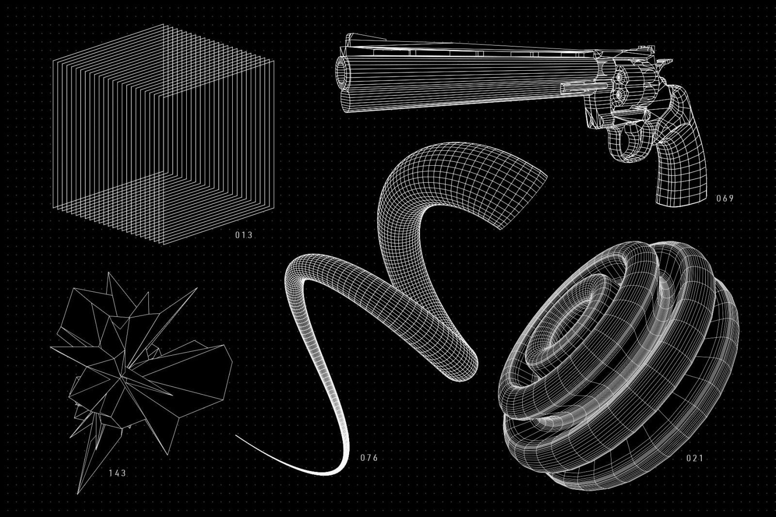 200 Vector Wireframe Shapes