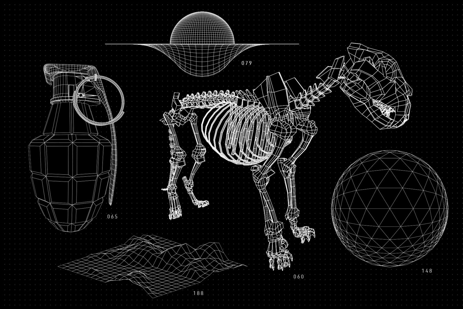 200 Vector Wireframe Shapes