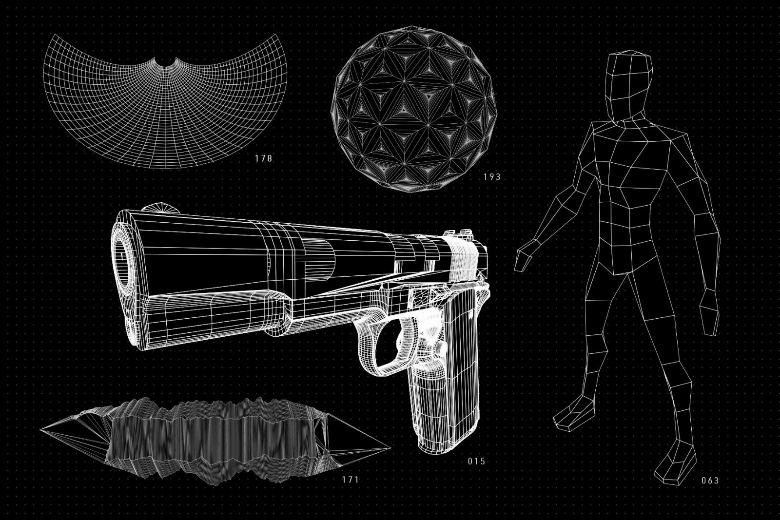 200 Vector Wireframe Shapes