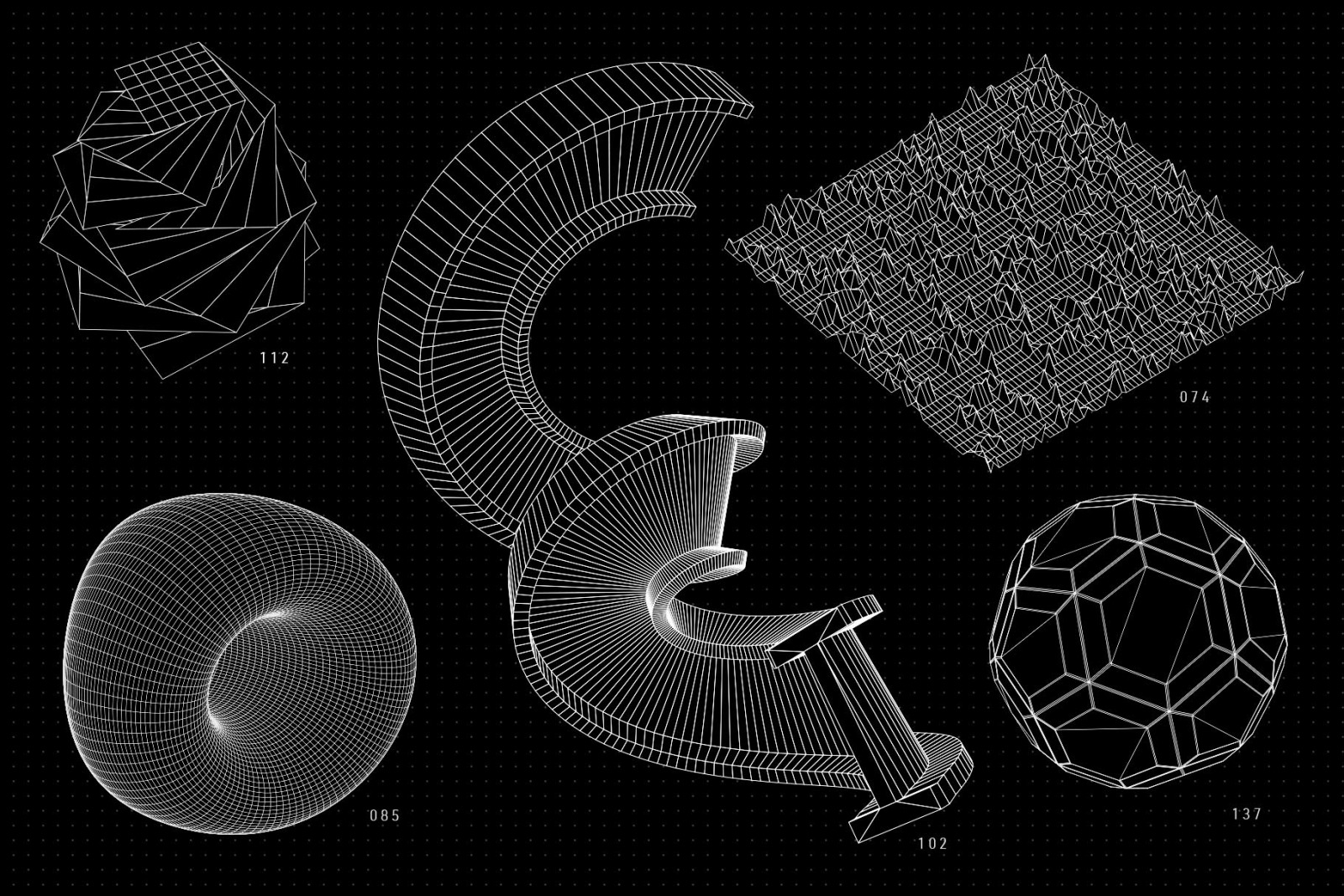 200 Vector Wireframe Shapes