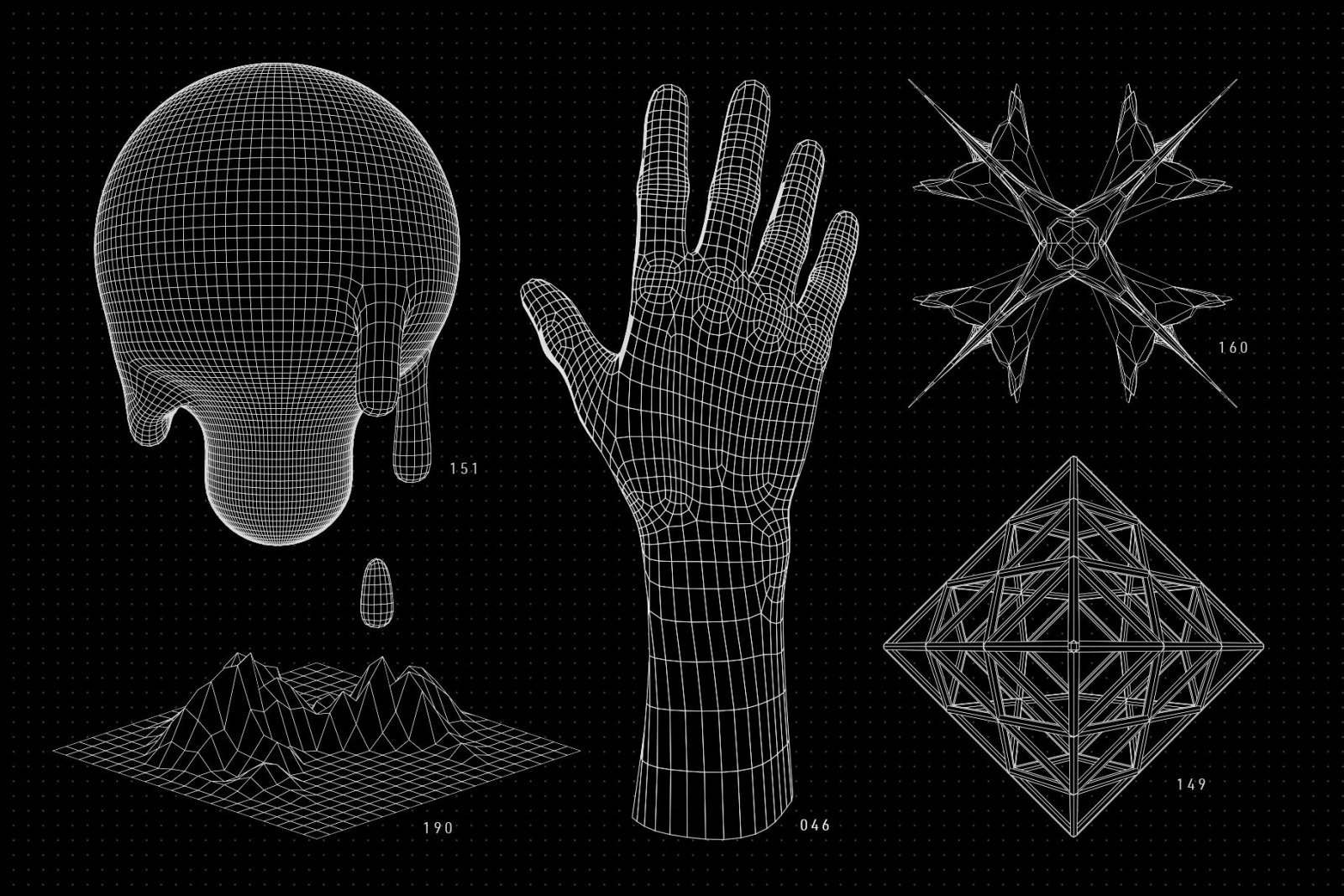 200 Vector Wireframe Shapes