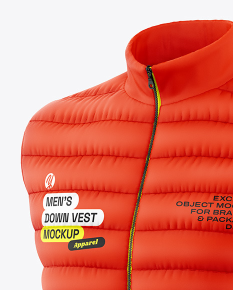 Men's Down Vest Mockup - Half Side View