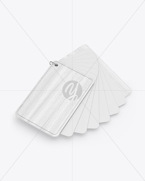 Plastic Cards Stack w/ Wooden Tag Mockup